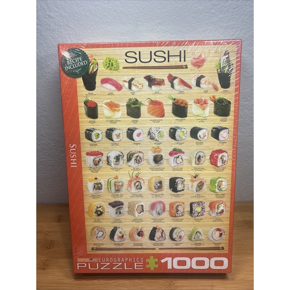 EUROGRAPHICS 1000 PC Puzzle 'Sushi' 19 1/4 x 26 5/8 USA New with Recipe included